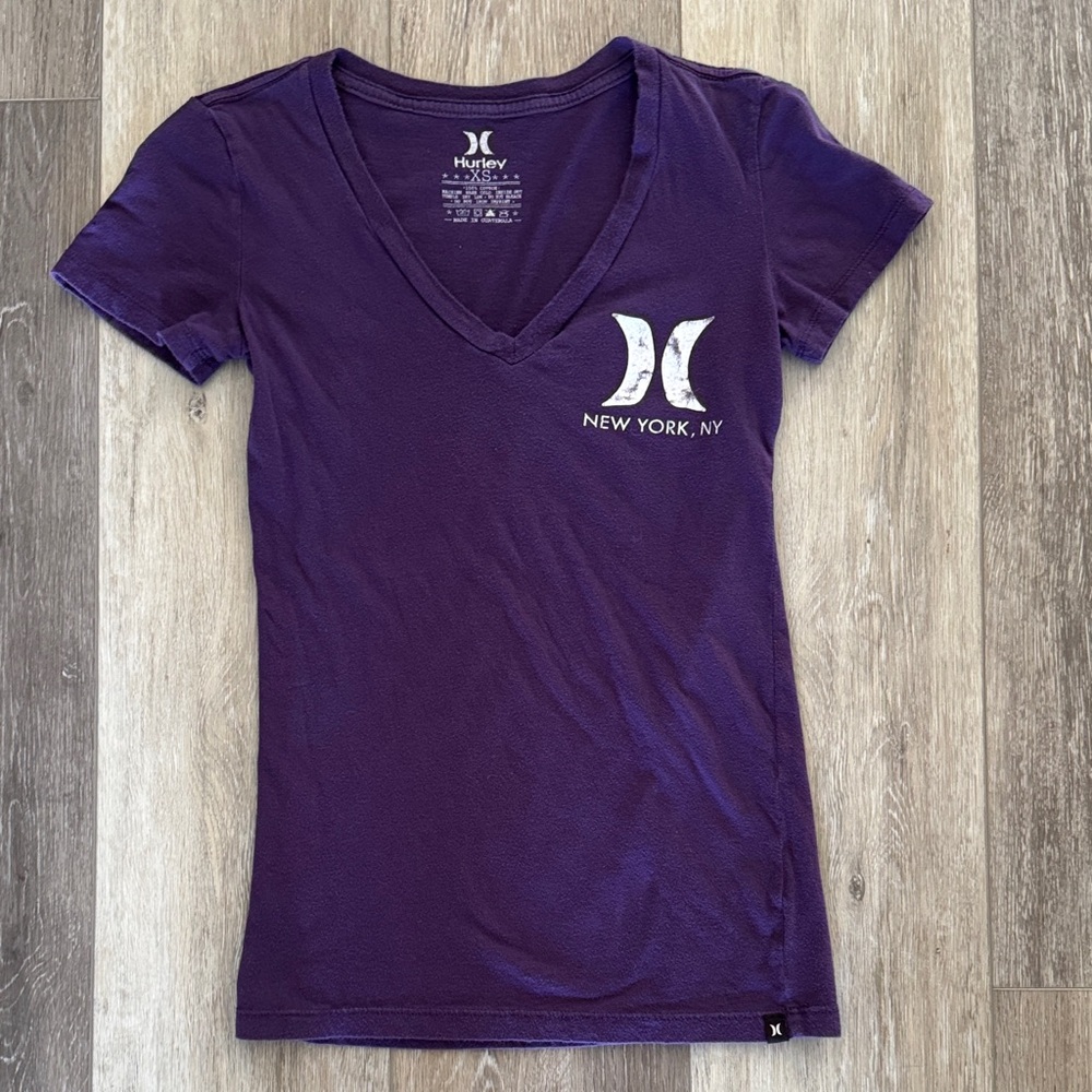 Hurley Women's Deep Purple V-Neck Tee